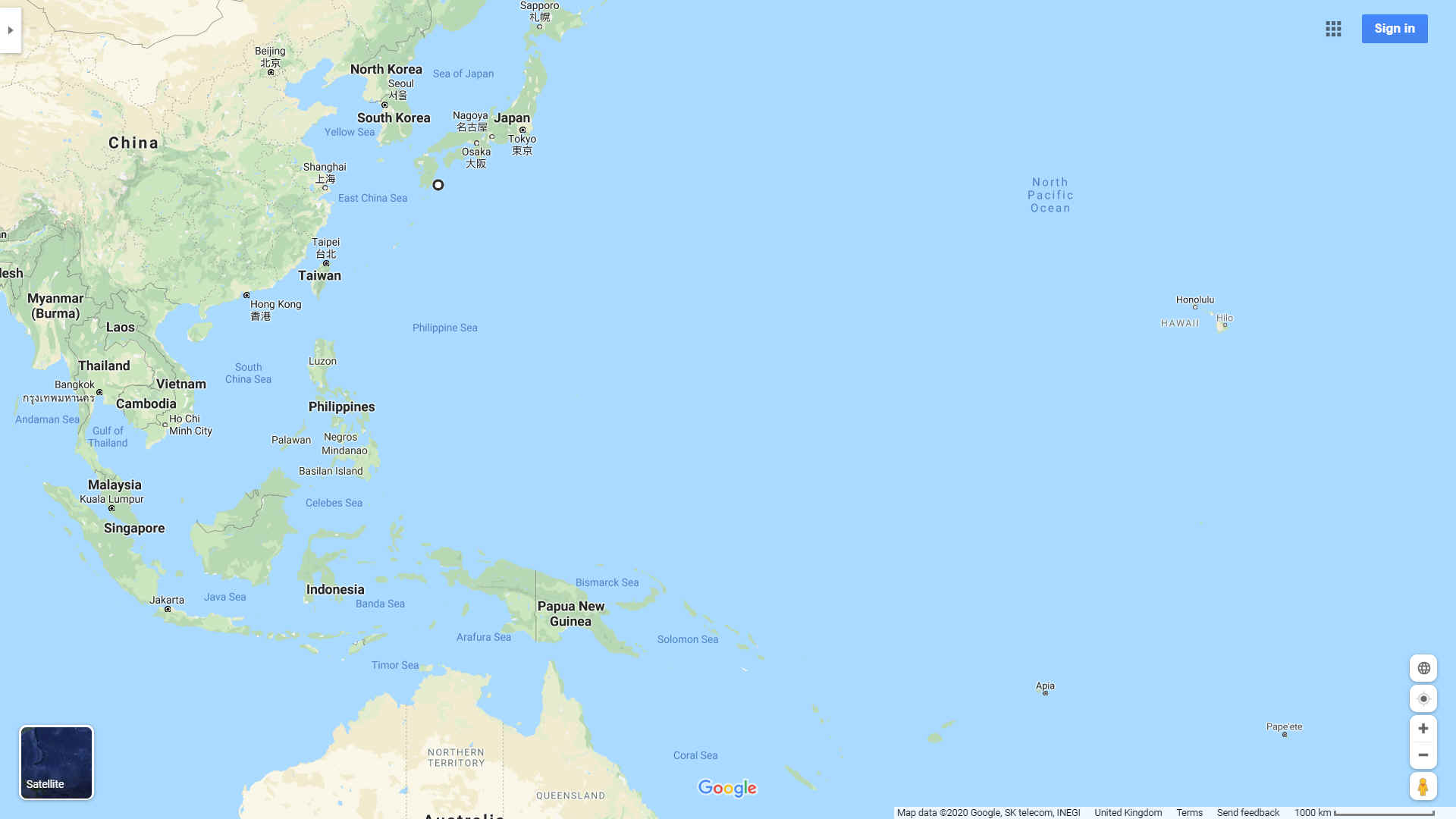 Map of norrth pacific ocean and philippine sea in search of humpback whale