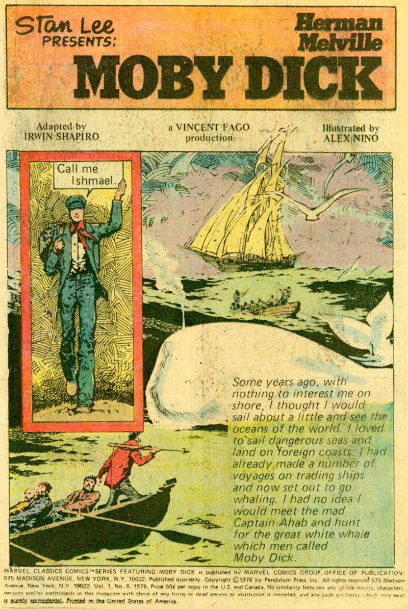 Stan Lee presents Herman Melville's Moby Dick, adapted by Irwin Shapiro, illustrated by Alex Nino
